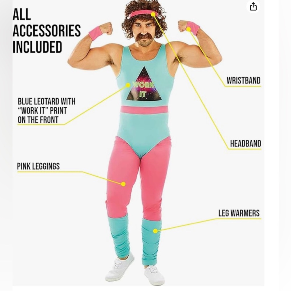 fun shack 80s Workout Fitness Exercise Costumes For Men